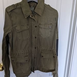 Levi's green utility jacket with black elbow patches Size M